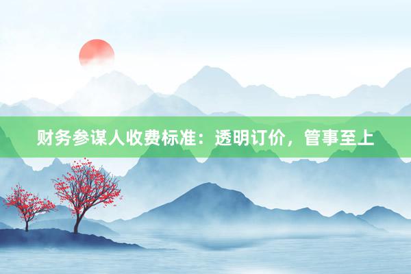 财务参谋人收费标准：透明订价，管事至上