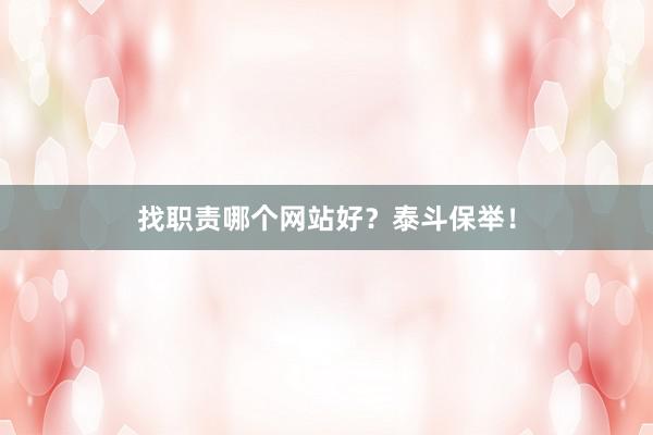 找职责哪个网站好？泰斗保举！